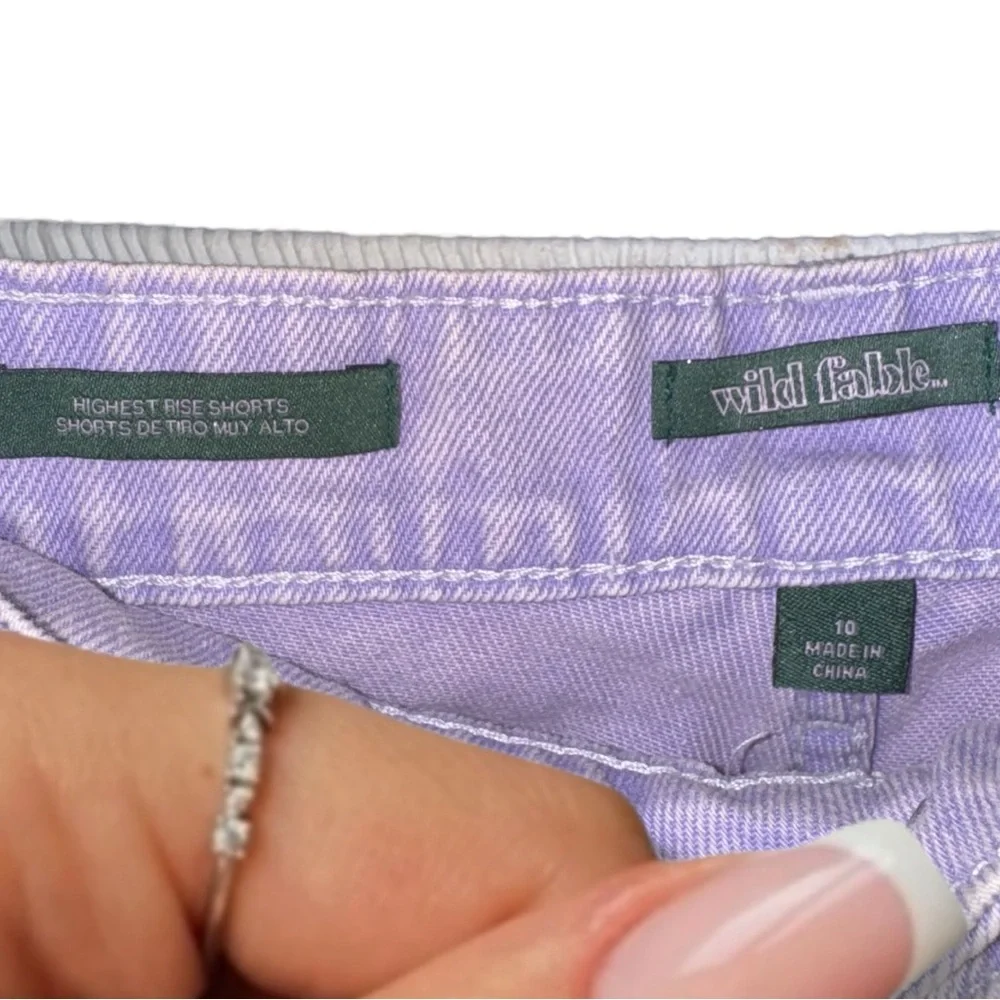 Wild Fable (Target) Shorts Lilac Highest Rise Distressed Frayed Denim Size 10 - Picture 6 of 16